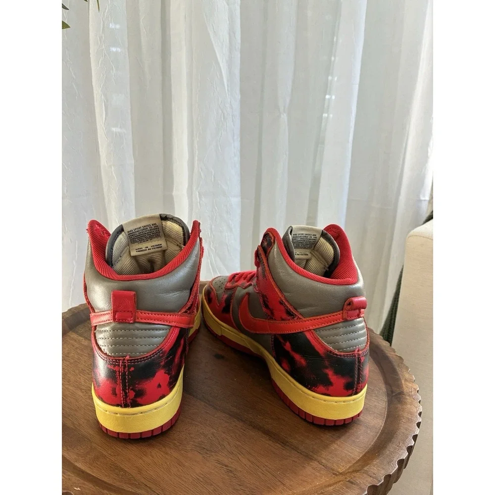Men's 1985 Nike Red Acid Dunks‎ High Top Size 7 Red/Black /Gray /Yellow - Picture 6 of 11